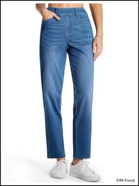 Women's Straight Leg Pull On Stretchy Denim Jeans Butt Lifting